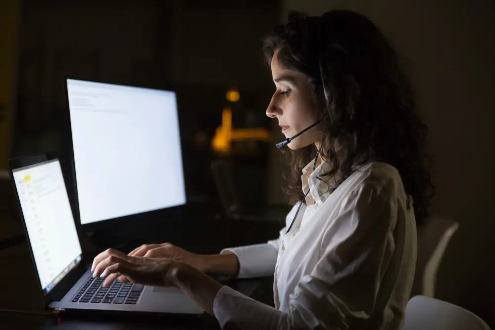 person working in a customer support